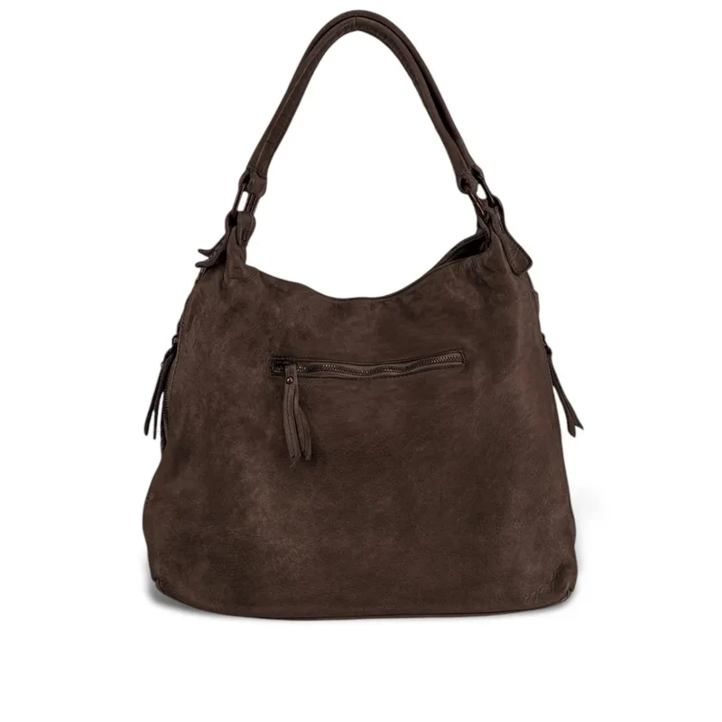 Sac à main en cuir vintage tressé BRISBANE Chocolat