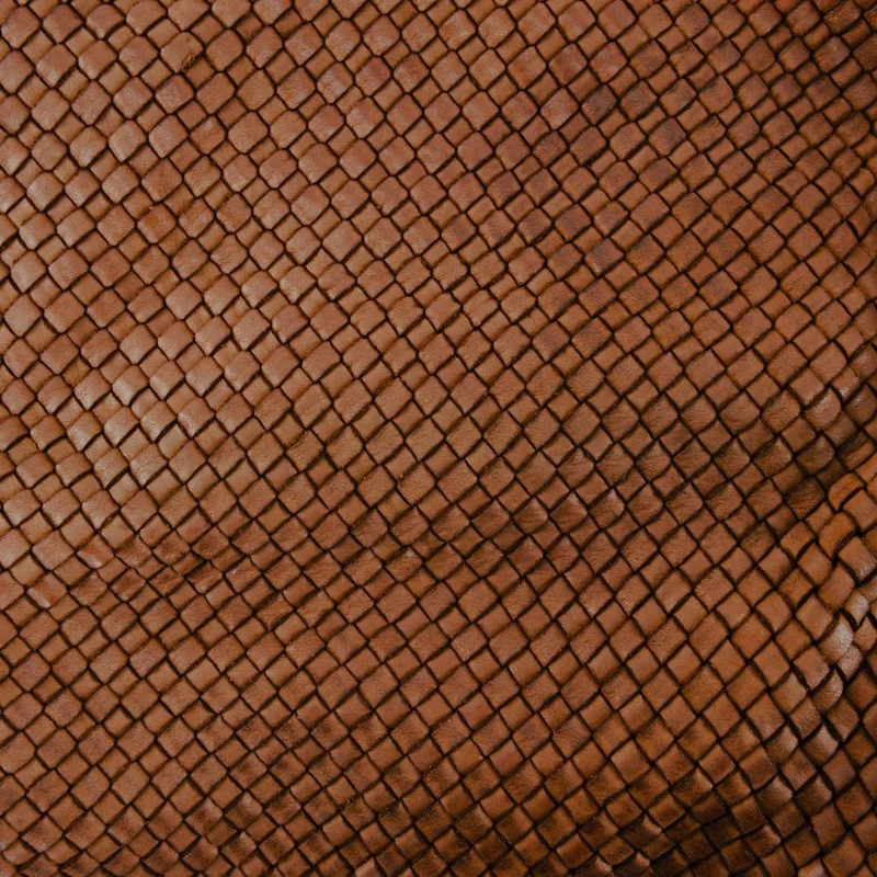 Sac à main en cuir vintage tressé BRISBANE Cognac foncé
