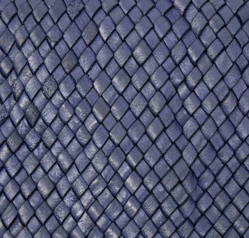 Sac besace à bandoulière en cuir tressé SHANNA Bleu profond
