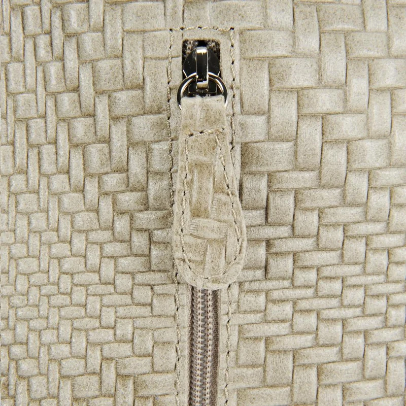 Sac HOBO en cuir embossé tressage MANDALAY Taupe clair