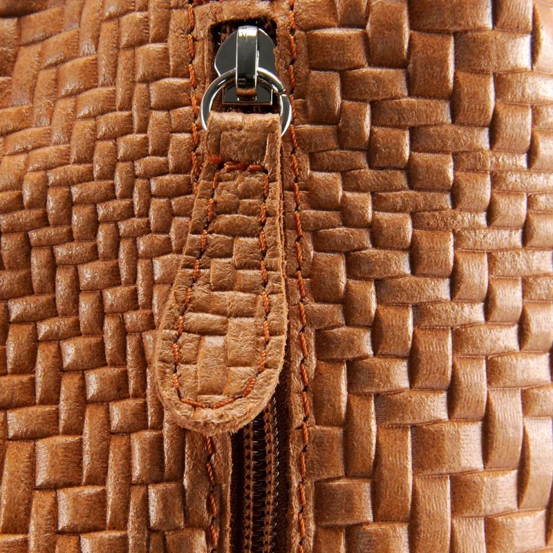 Sac HOBO en cuir embossé tressage MANDALAY Orange