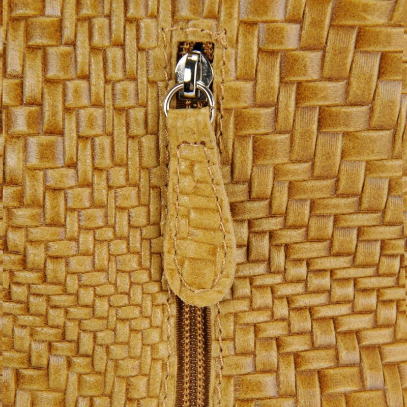 Sac HOBO en cuir embossé tressage MANDALAY Camel