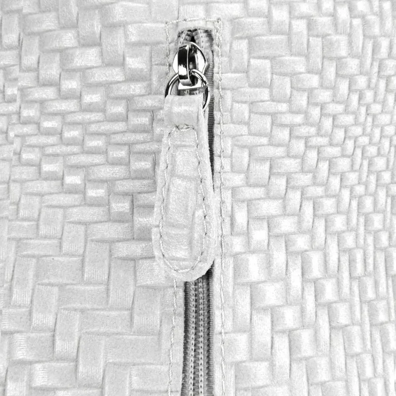Sac HOBO en cuir embossé tressage MANDALAY Blanc