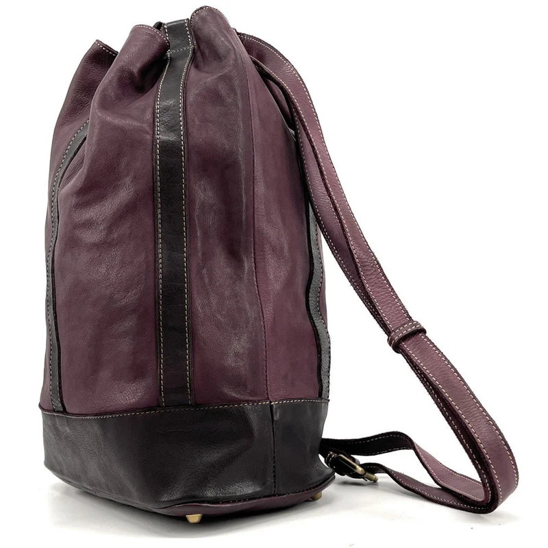 Sac à dos en cuir souple vintage tannage végétal HYPERION Rouge bordeaux