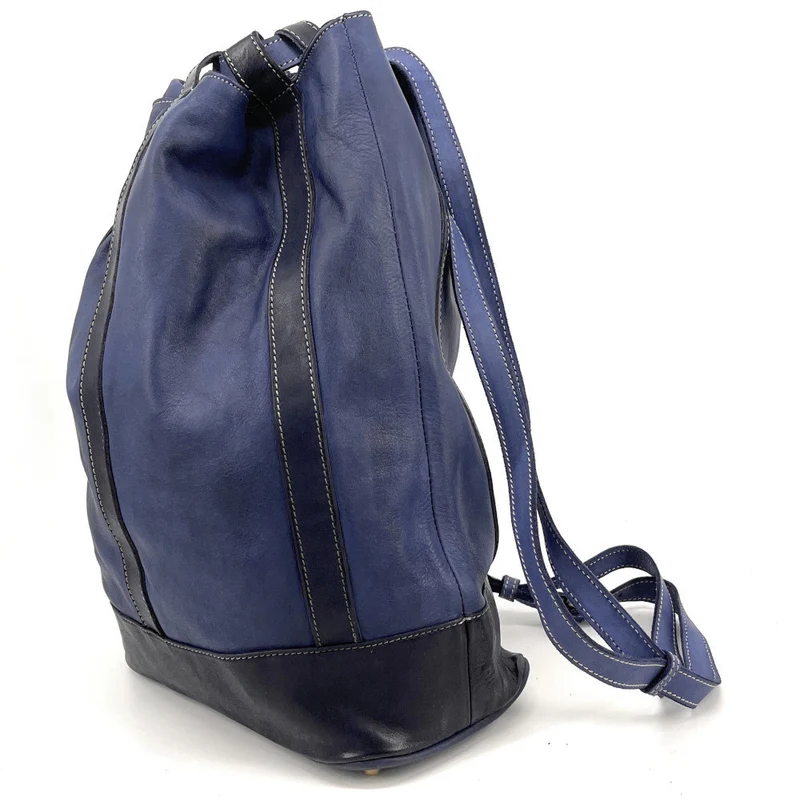 Sac à dos en cuir souple vintage tannage végétal HYPERION Bleu profond