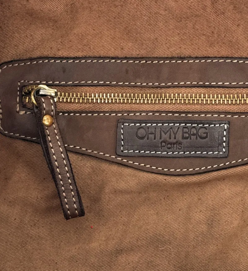 Grand sac en cuir souple tannage végétal STORM XL HURRICAN Chocolat