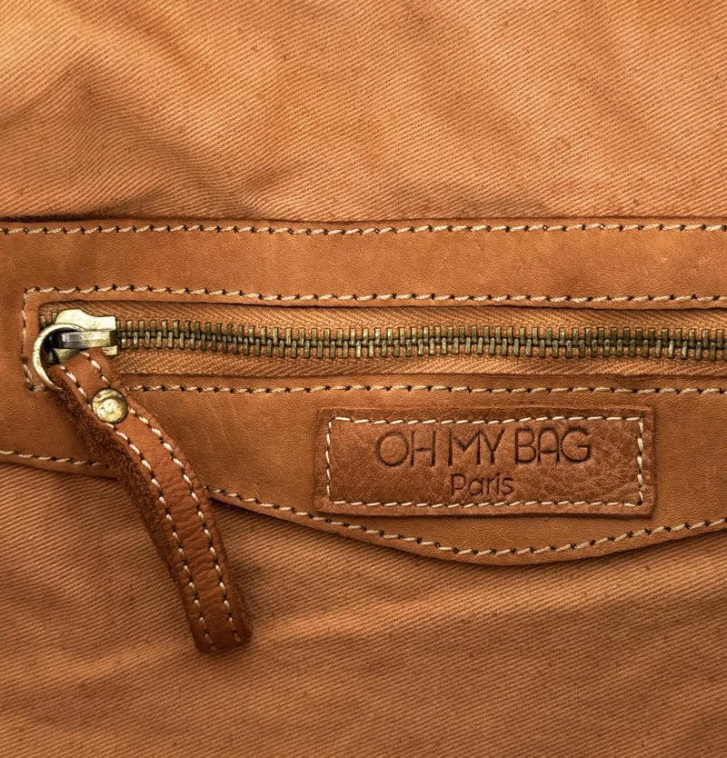 Grand sac porté épaule en cuir souple tannage végétal STORM XL HURRICAN Camel