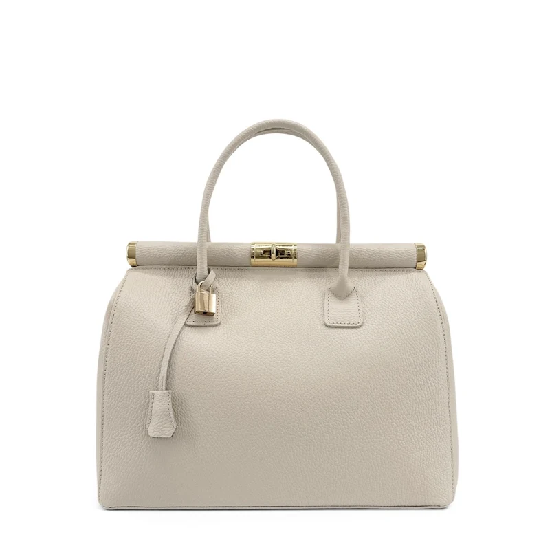 Sac bowling en cuir grainé TROCADERO Beige crème