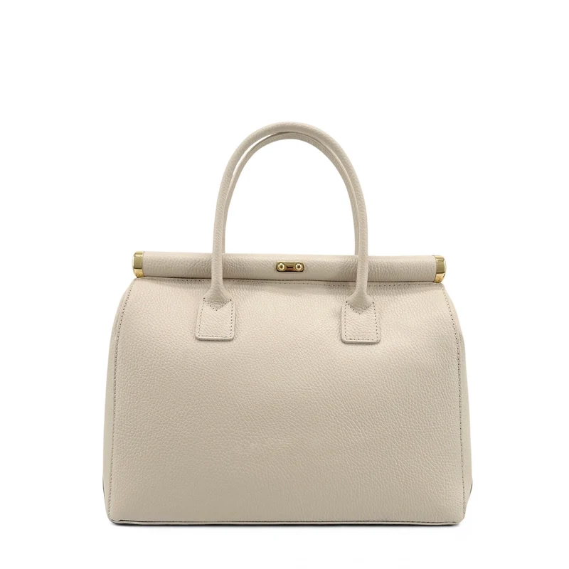Sac bowling en cuir grainé TROCADERO Beige crème