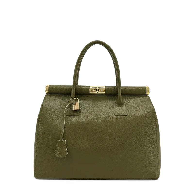 Sac bowling en cuir grainé TROCADERO Vert kaki