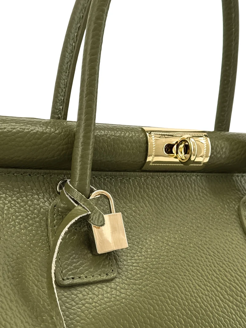 Sac bowling en cuir grainé TROCADERO Vert kaki