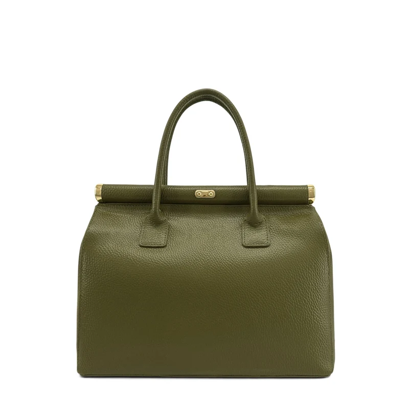 Sac bowling en cuir grainé TROCADERO Vert kaki
