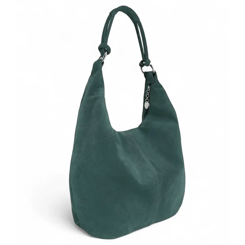 Sac à main en daim LOVE Bleu vert canard