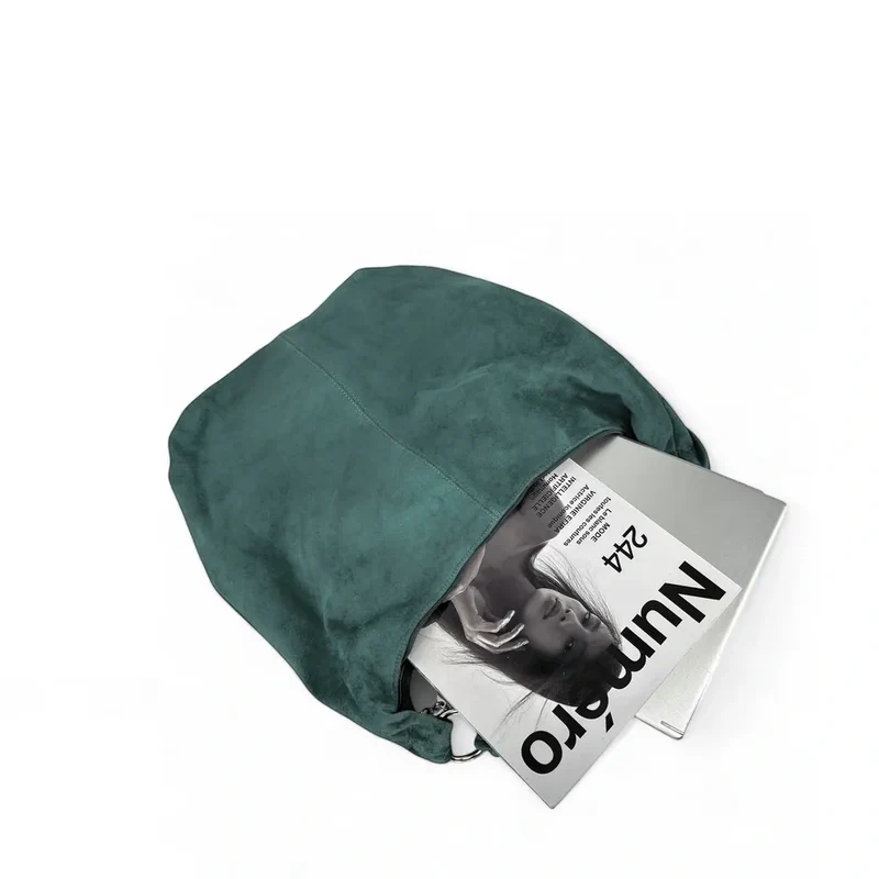 Sac à main en daim LOVE Bleu vert canard