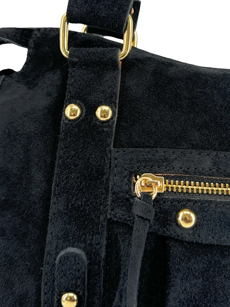 Sac à main en daim STORM SUEDE GOLD Noir