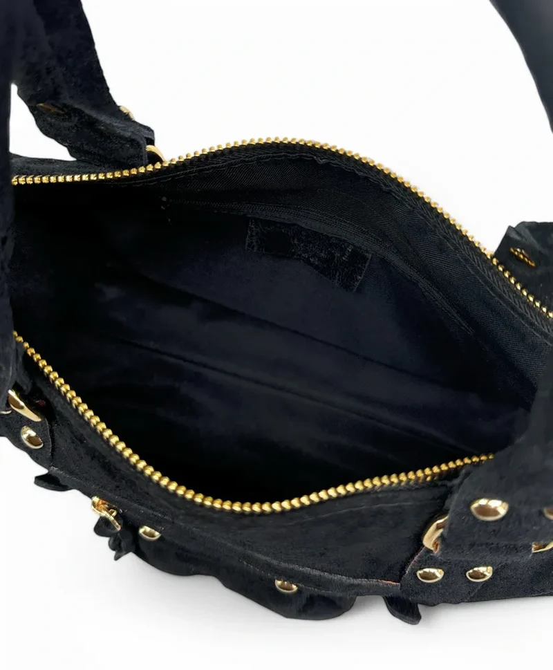 Sac à main en daim STORM SUEDE GOLD Noir