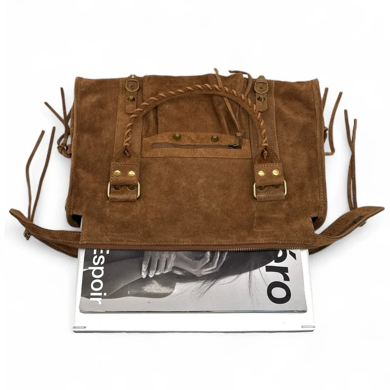 Grand sac à main en daim STORM SUEDE XL Camel foncé