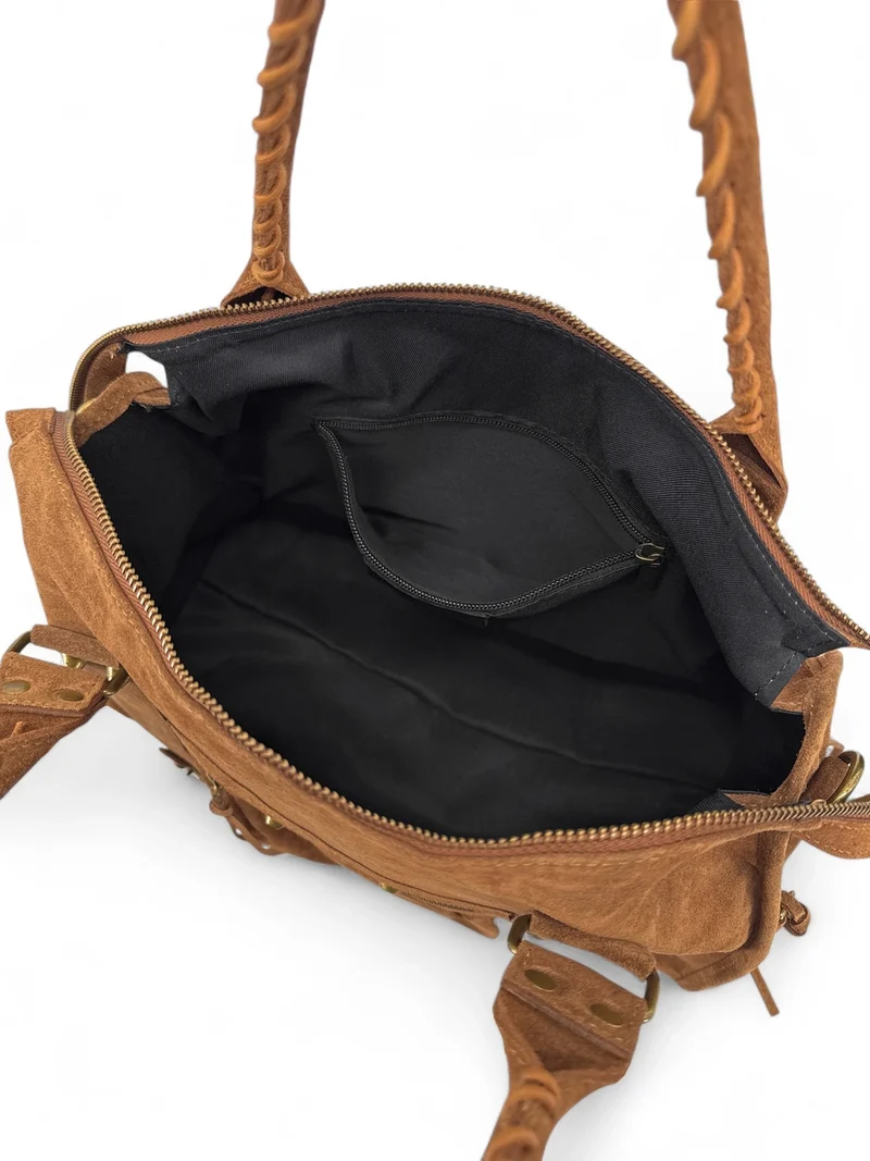 Grand sac à main en daim STORM SUEDE XL Camel foncé