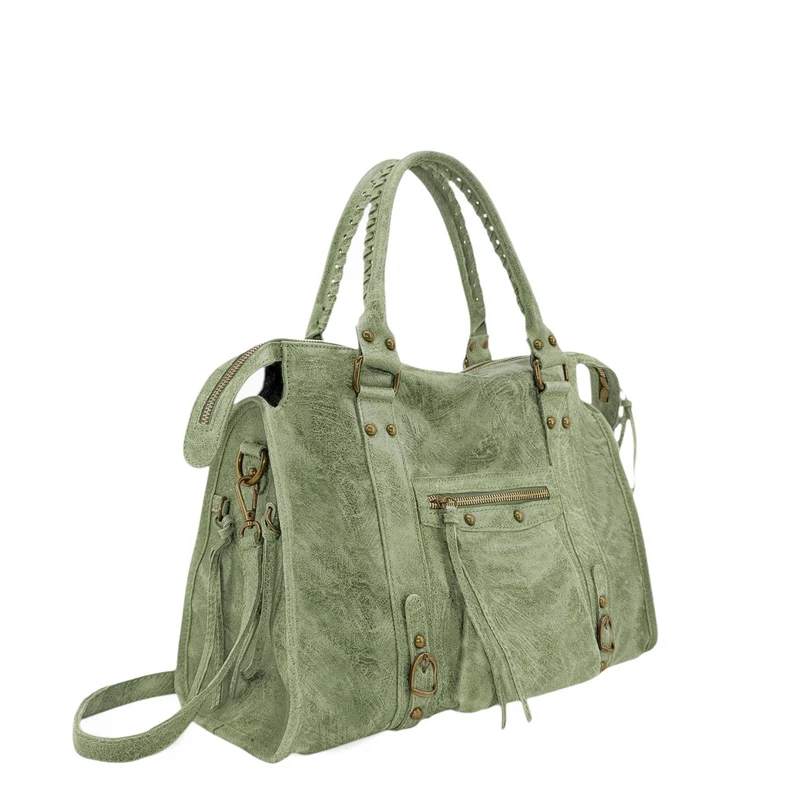 Sac à main en cuir brossé SANDSTORM Vert pastel