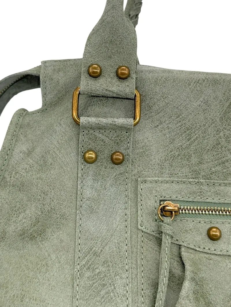 Sac à main en cuir brossé SANDSTORM Vert pastel