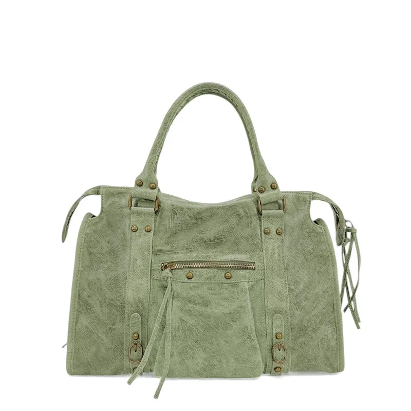 Sac à main en cuir brossé SANDSTORM Vert pastel
