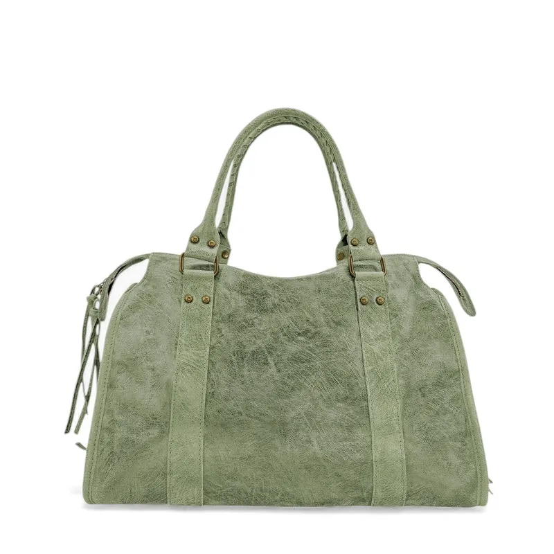 Sac à main en cuir brossé SANDSTORM Vert pastel