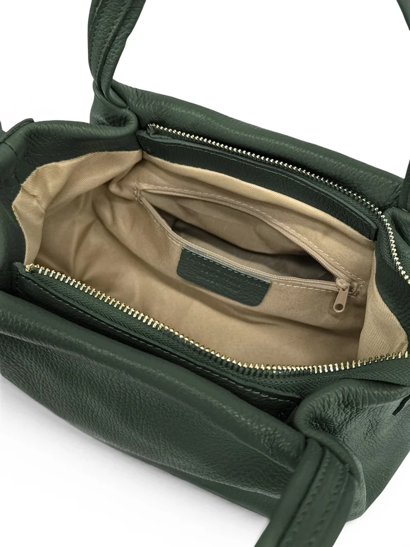 Sac à main en cuir grainé BUBBLE Vert forêt