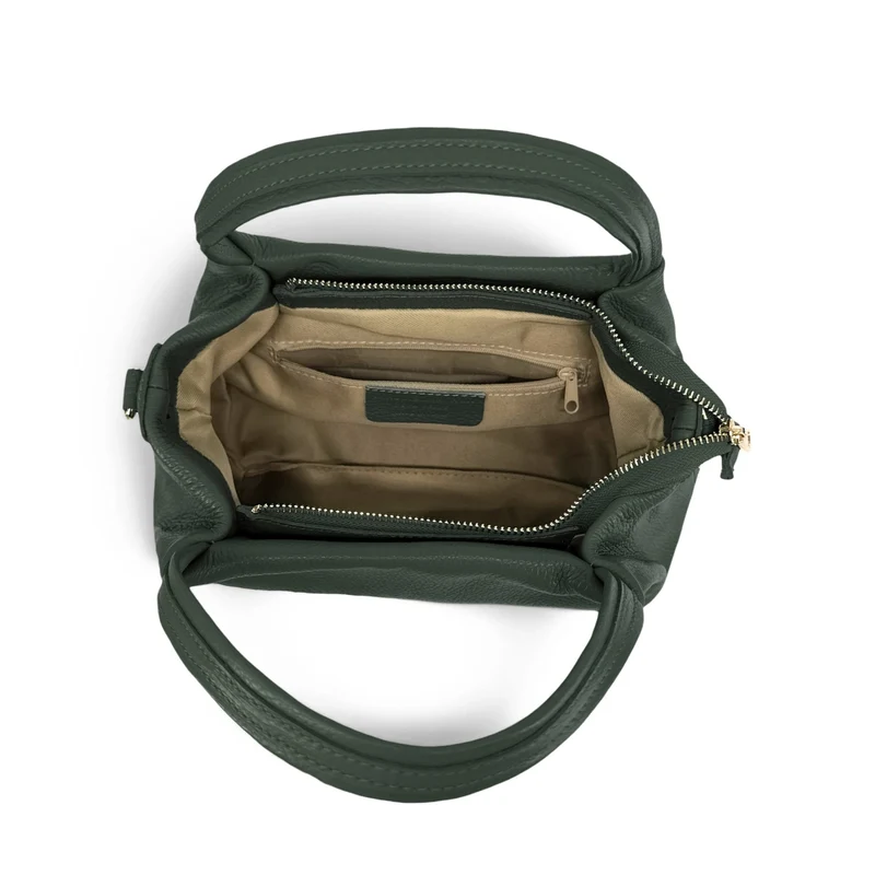 Sac à main en cuir grainé BUBBLE Vert forêt