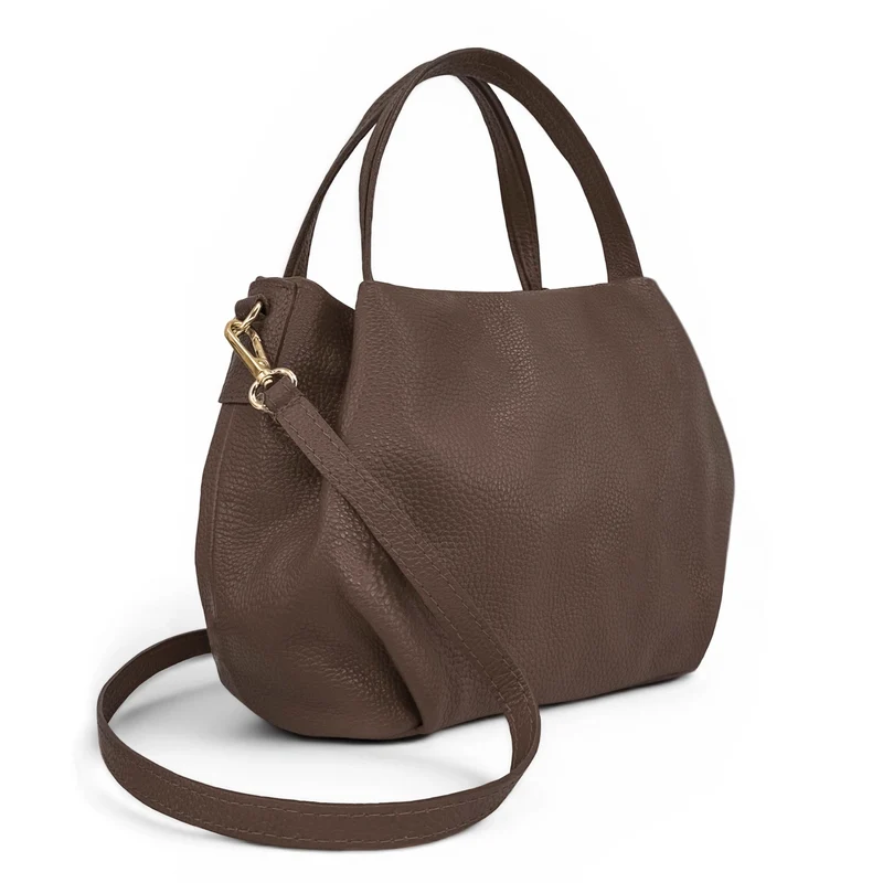 Sac à main en cuir grainé BUBBLE Marron moka