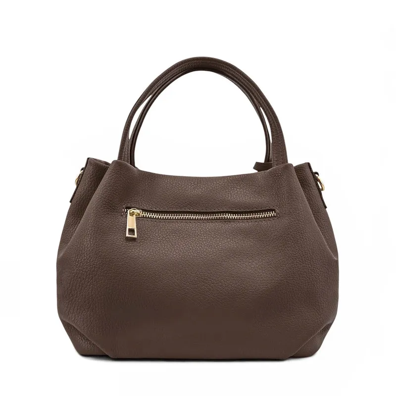 Sac à main en cuir grainé BUBBLE Marron moka