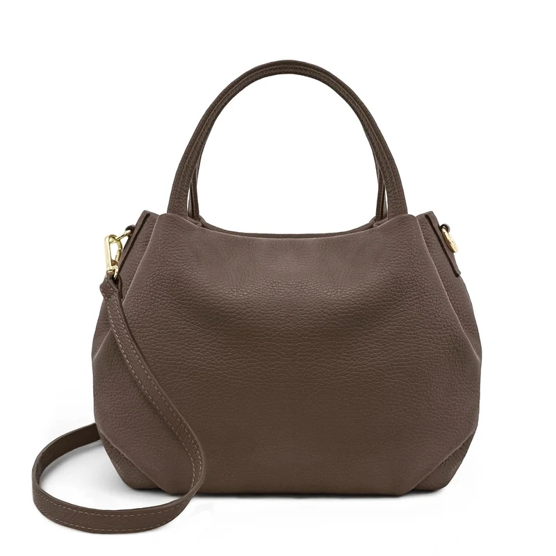Sac à main en cuir grainé BUBBLE Marron moka