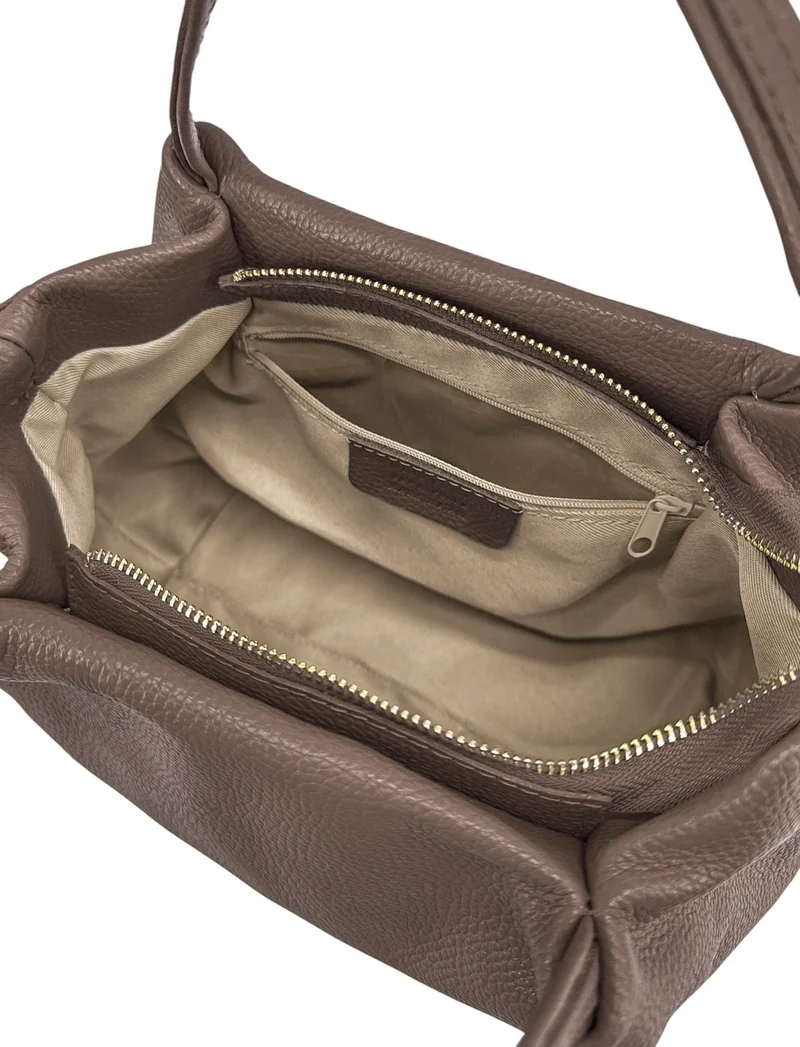 Sac à main en cuir grainé BUBBLE Marron moka