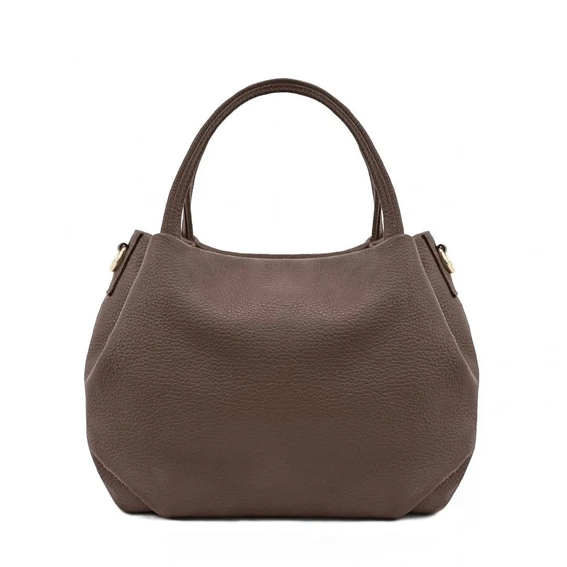 Sac à main en cuir grainé BUBBLE Marron moka