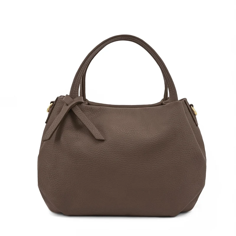 Sac à main en cuir grainé BUBBLE Marron moka