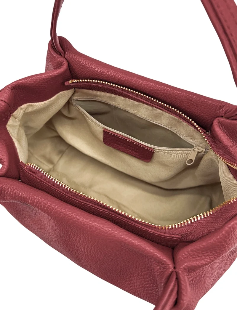 Sac à main en cuir grainé BUBBLE Bordeaux