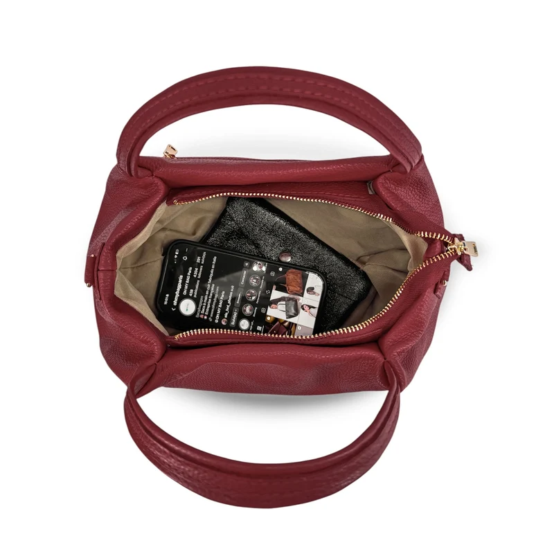 Sac à main en cuir grainé BUBBLE Bordeaux