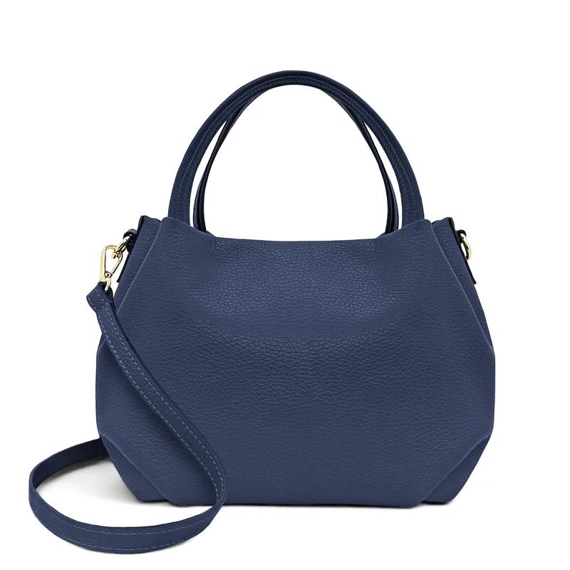 Sac à main en cuir grainé BUBBLE Bleu profond
