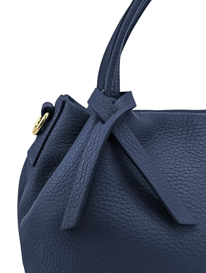 Sac à main en cuir grainé BUBBLE Bleu profond