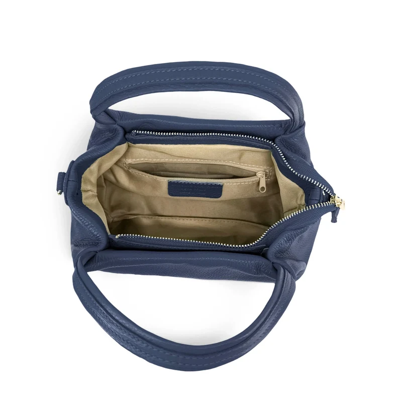 Sac à main en cuir grainé BUBBLE Bleu profond