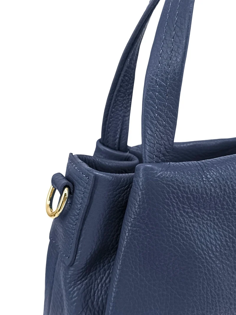 Sac à main en cuir grainé BUBBLE Bleu profond