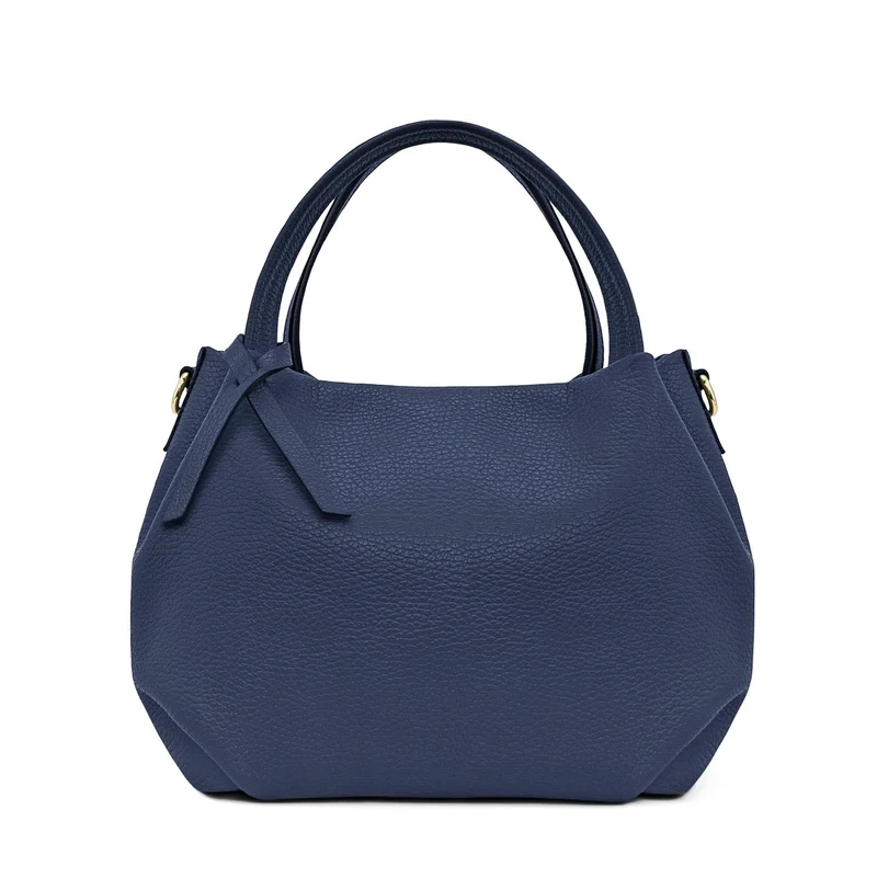Sac à main en cuir grainé BUBBLE Bleu profond