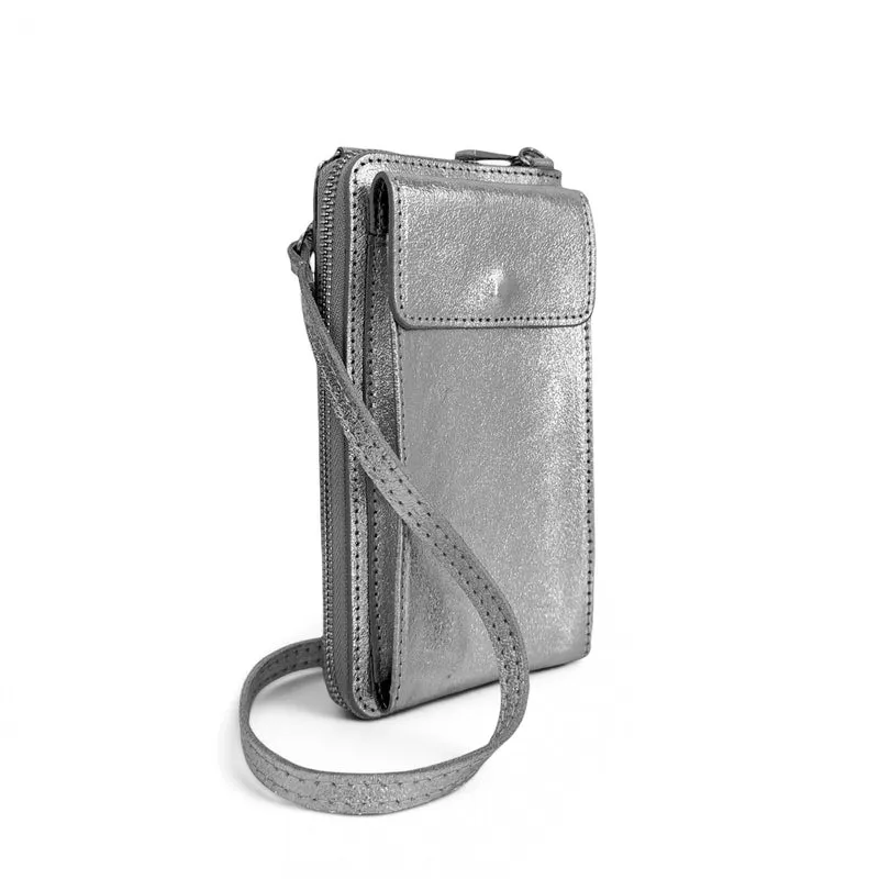 Mini-sac pochette en cuir irisé STREET Argent moyen