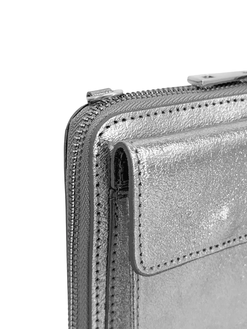 Mini-sac pochette en cuir irisé STREET Argent moyen