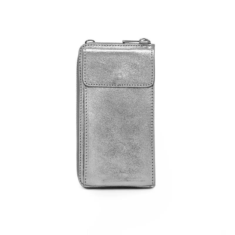 Mini-sac pochette en cuir irisé STREET Argent moyen