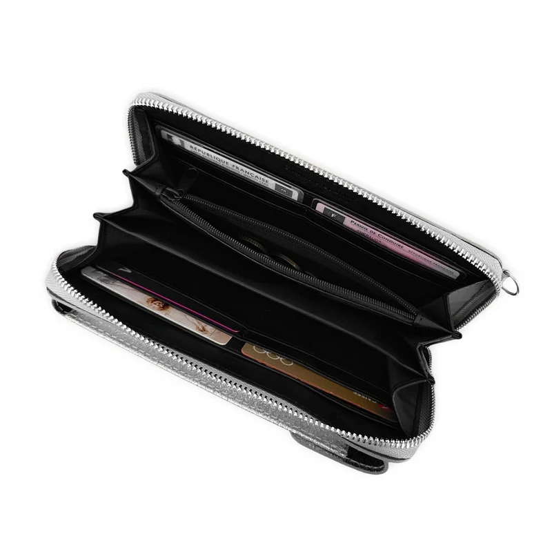 Mini-sac pochette en cuir irisé STREET Argent moyen