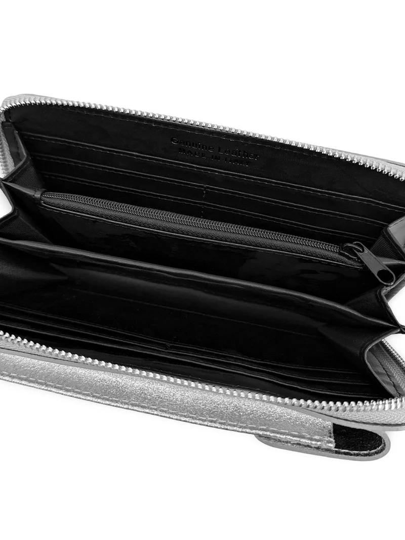 Mini-sac pochette en cuir irisé STREET Argent moyen