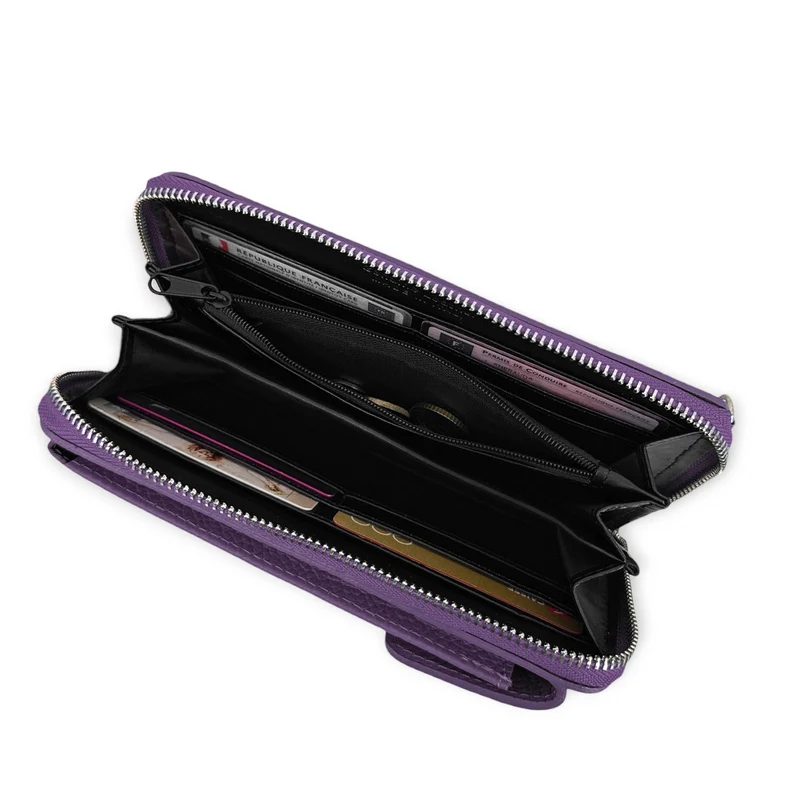 Mini-sac pochette en cuir grainé STREET Violet