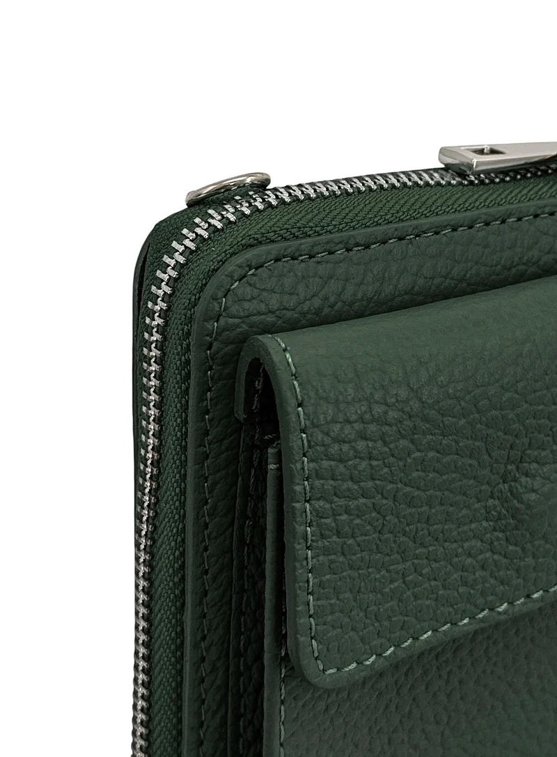 Mini-sac pochette en cuir grainé STREET Vert forêt