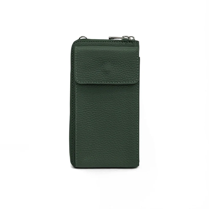 Mini-sac pochette en cuir grainé STREET Vert forêt