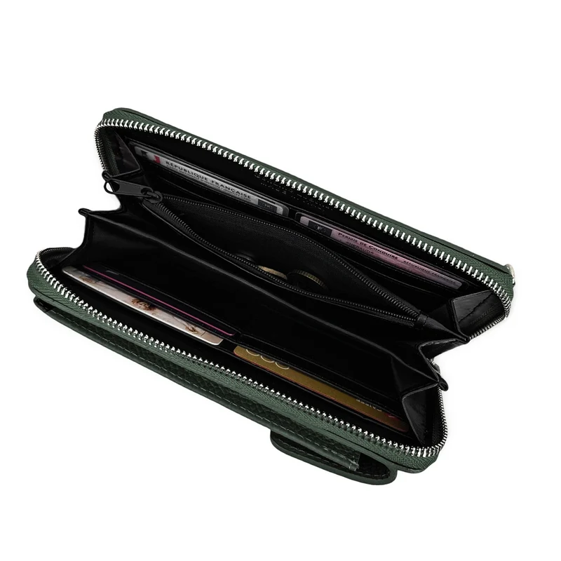 Mini-sac pochette en cuir grainé STREET Vert forêt